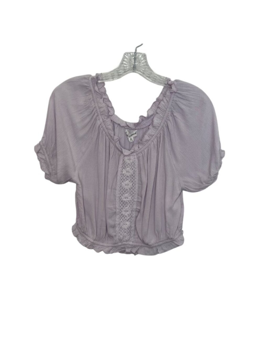 Kiwi & Punch Miami Boho Chic Ruffle Blouse Small Pansy Purple Peasant Top New